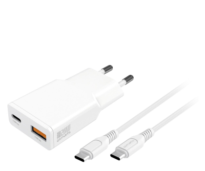 Ładowarka i akumulator 4smarts PDPlug Slim Duos 20W GaN USB-C+USB-A + kabel USB-C 1.5m